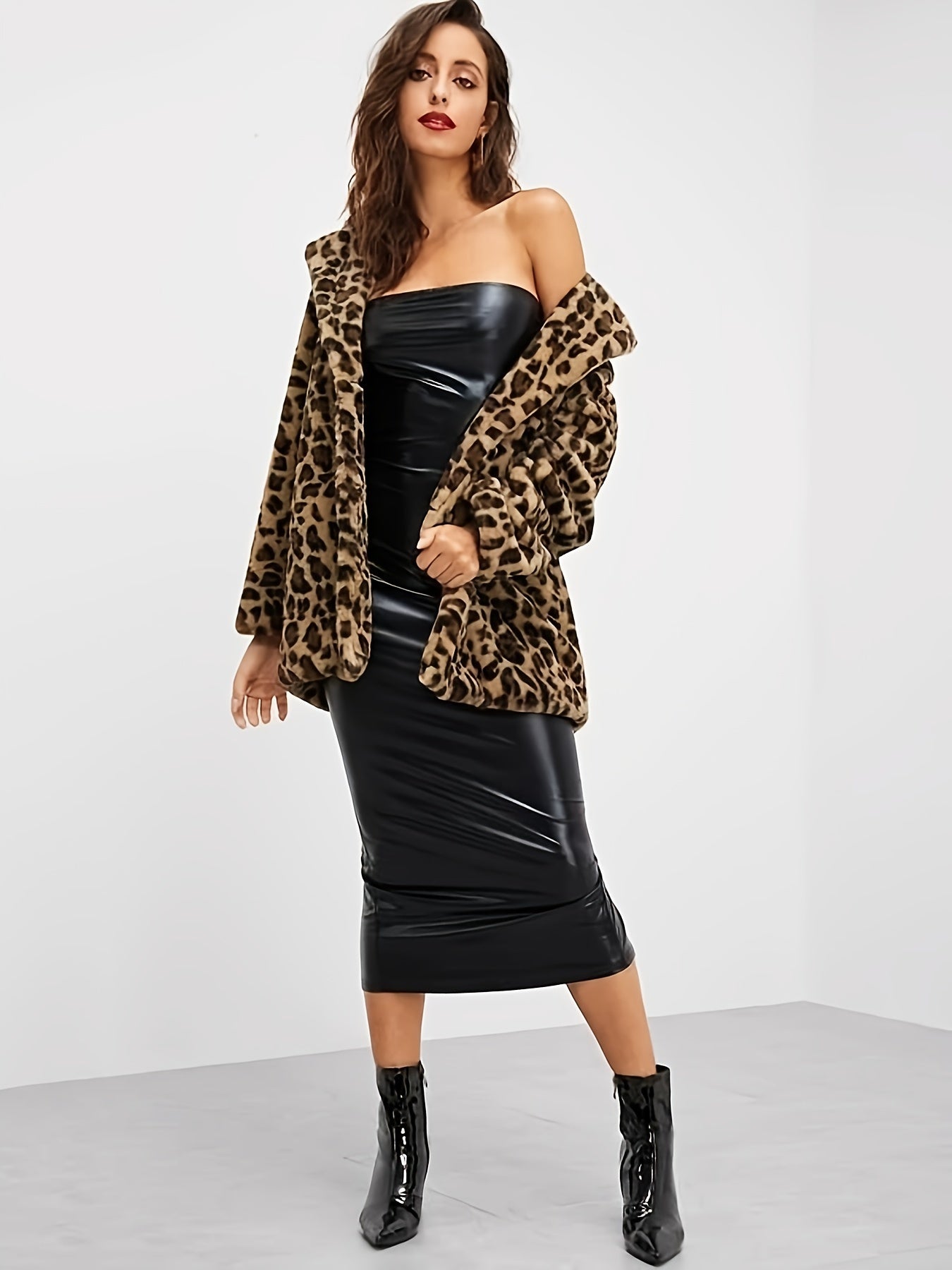Mjuk jacka med leopardmönster