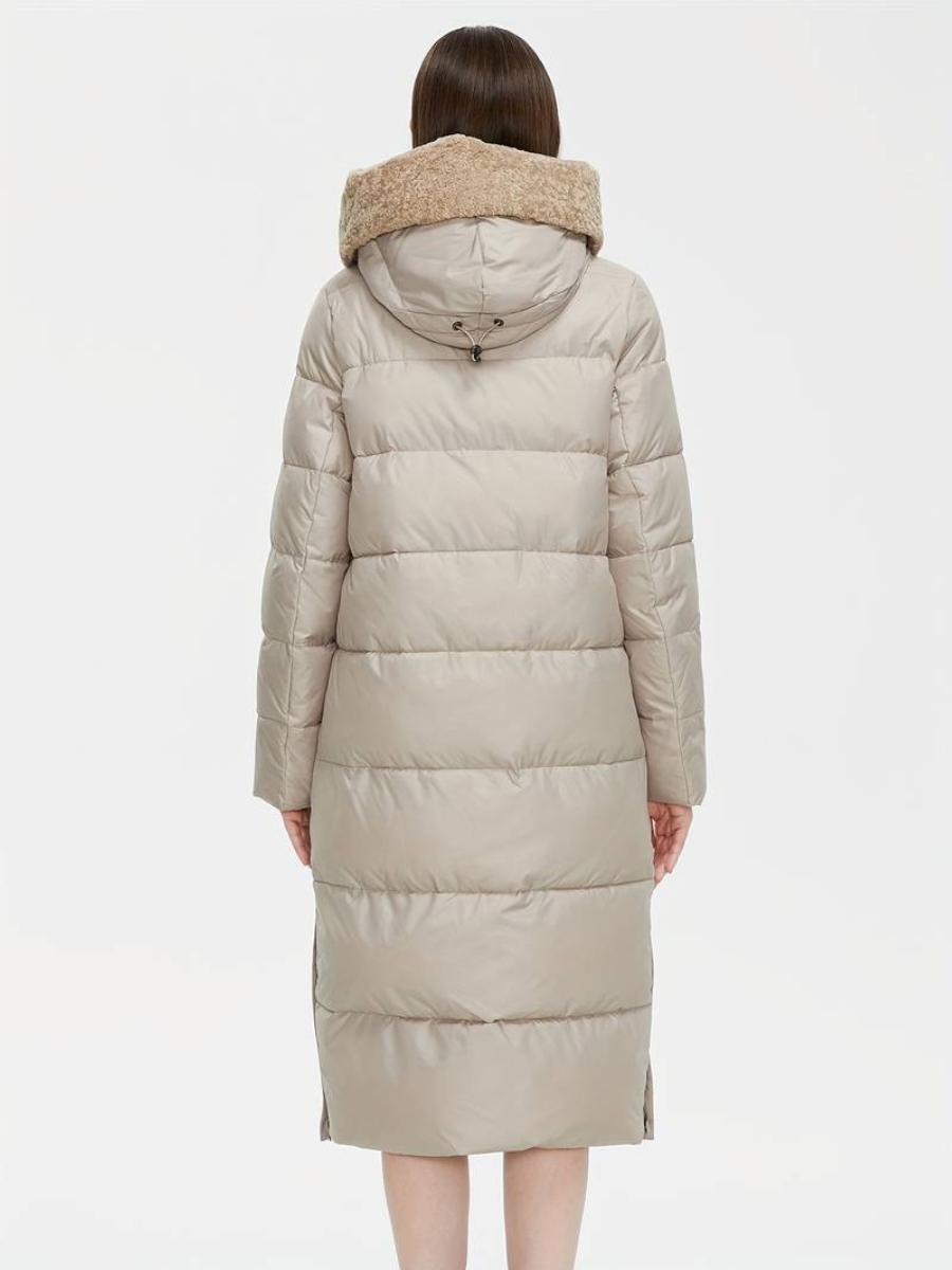lång fluffig jacka med dragkedja